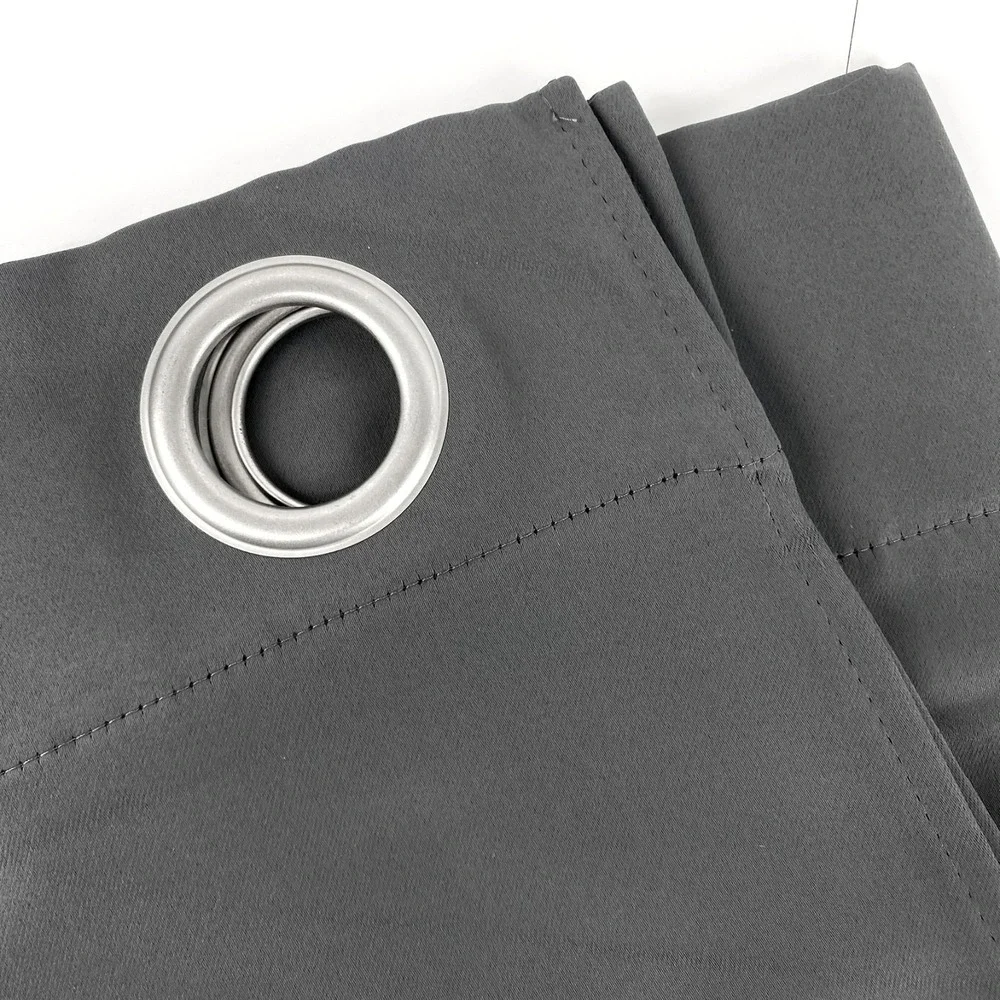 New Lordtex Grommet Blackout Curtains 42 x 63 Dark Grey Two Panels Smooth Fabric
